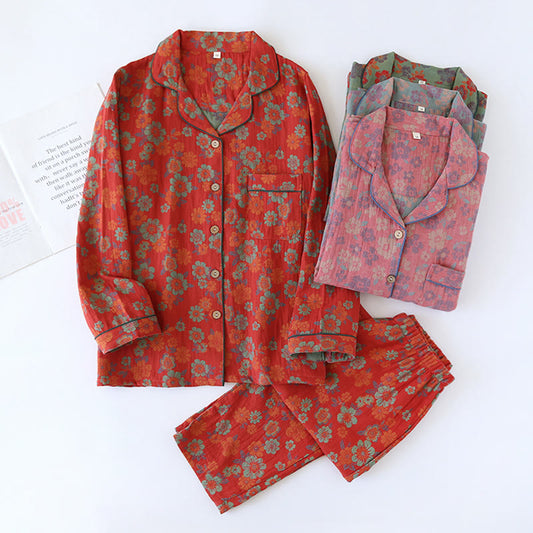 Double Layer Gauze Yarn-dyed Cotton Nightwear Set - image 0