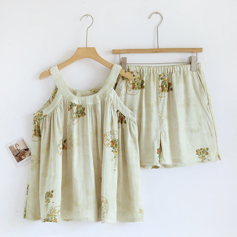 Flower Bamboo Fiber Tank Top Loungewear Set - XL - image 0