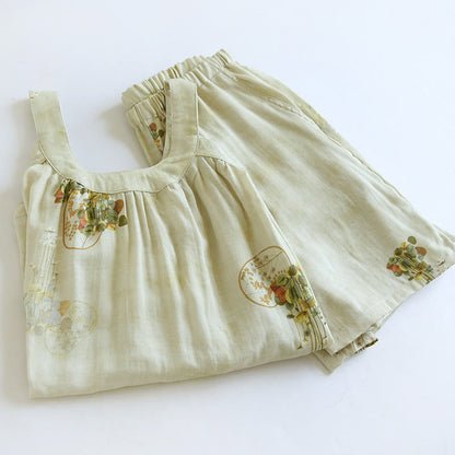 Flower Bamboo Fiber Tank Top Loungewear Set - image 1