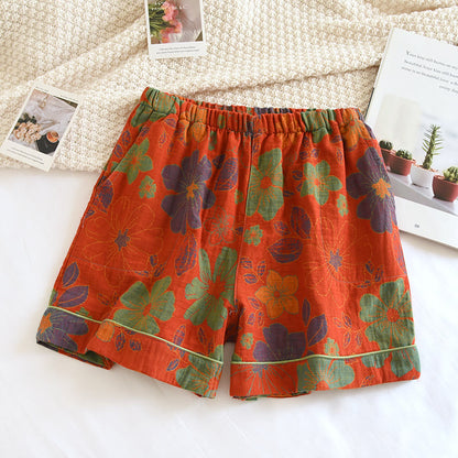 Double Layered Gauze Summer Pajama Shorts - Orange - XL - image 0