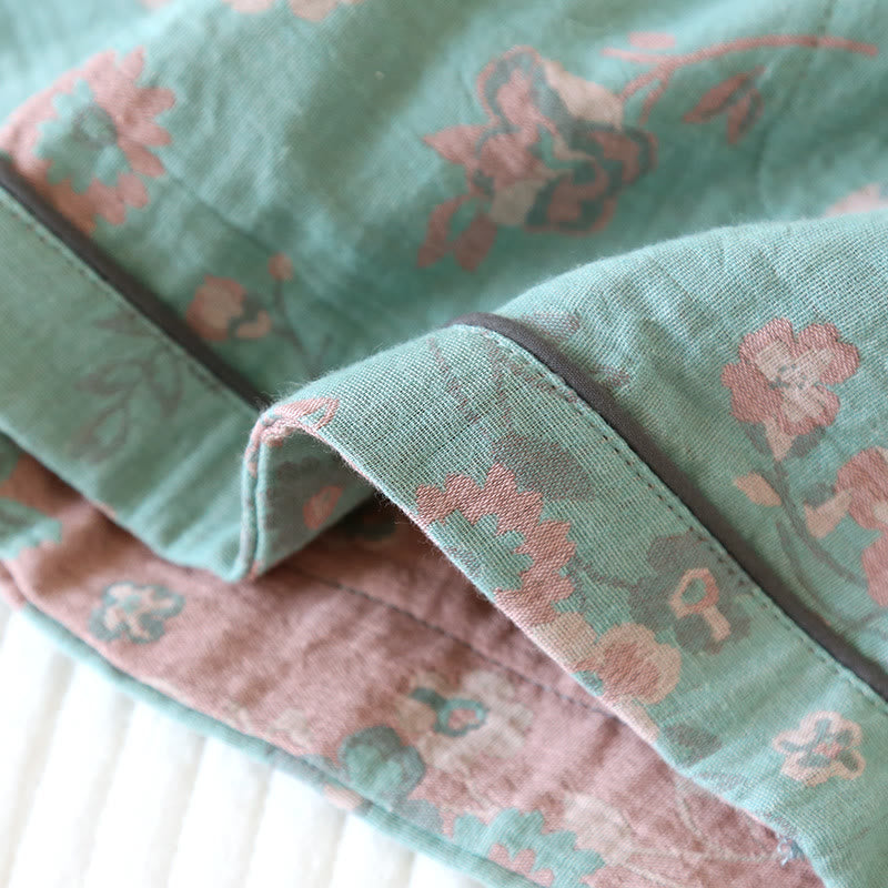 Jacquard Floral Cotton Gauze Summer Pajama Shorts - image 3