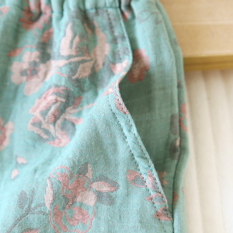 Jacquard Floral Cotton Gauze Summer Pajama Shorts - image 2