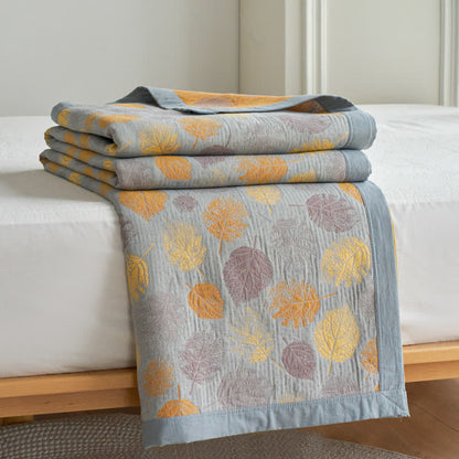 Cotton Gauze Jacquard Leaf Reversible Quilt - image 15