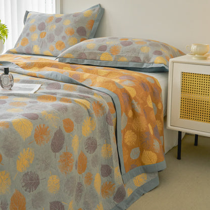 Cotton Gauze Jacquard Leaf Reversible Quilt - image 10