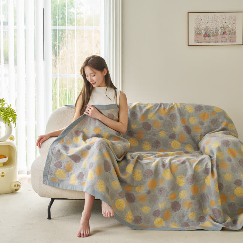 Cotton Gauze Jacquard Leaf Reversible Quilt - image 12