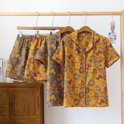 Short-sleeve Shorts Floral Cotton Pajama Set - image 0