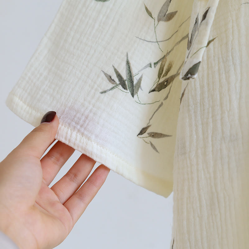 Pure Cotton Bamboo Print Comfy Bathrobe - image 4