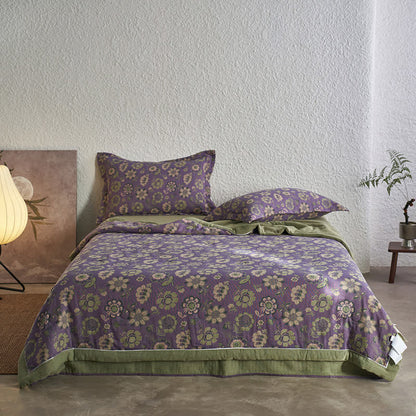 Jacquard Pure Cotton Gauze Floral Quilt - 1pc Quilt - King - image 5