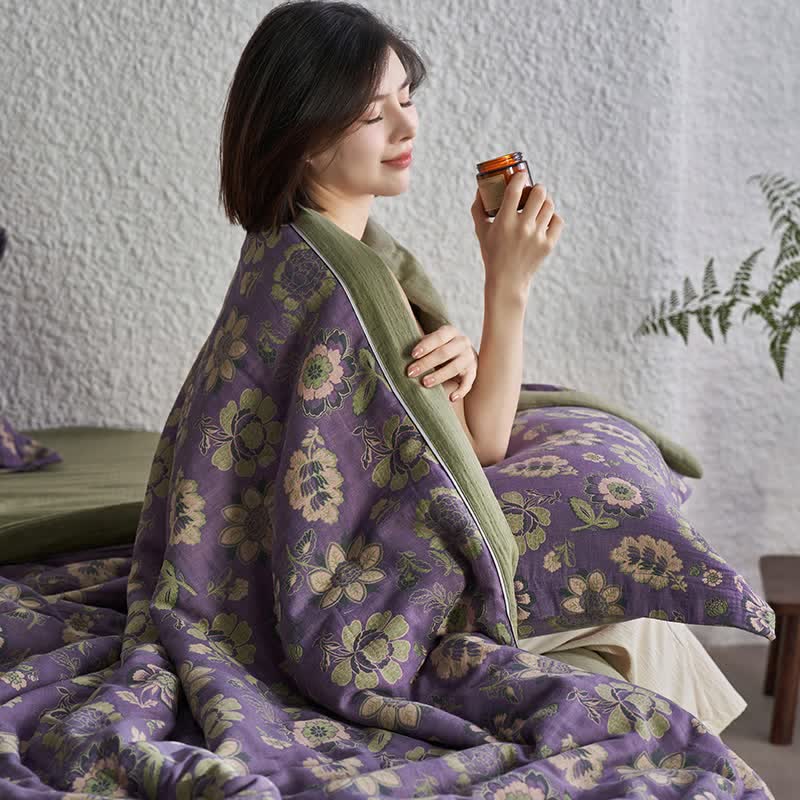 Jacquard Pure Cotton Gauze Floral Quilt - image 3