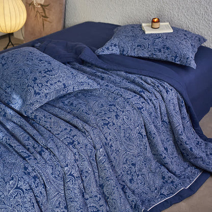 Dark Blue Retro Cotton Gauze Bedding Collection - 2pcs Pillowcases - 19" x 29" - image 0