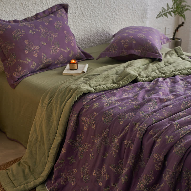 Cotton Gauze Jacquard Elegant Butterfly Bedding - 1pc Quilt - King - image 0