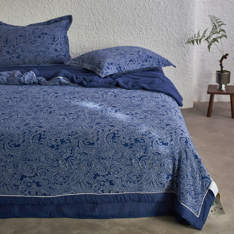 Dark Blue Retro Cotton Gauze Bedding Collection - image 3