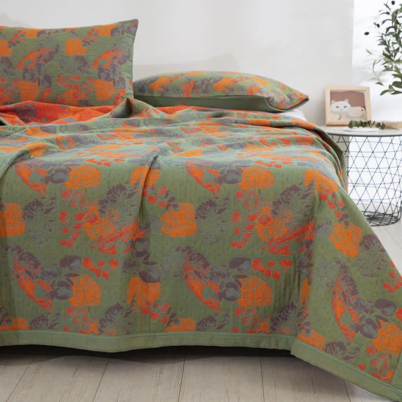 Three Layers Cotton Gauze Multifunctional Quilt - Quilt - Green & Orange - King - image 0
