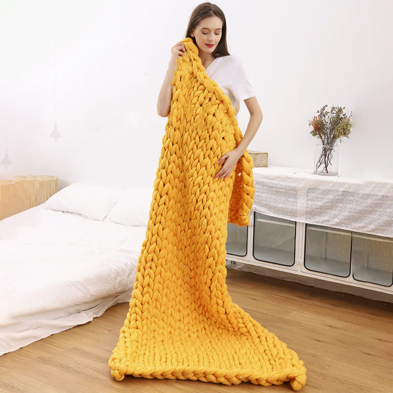 Solid Color Soft Knitted Weighted Blanket - Yellow - 59" x 71" - image 0