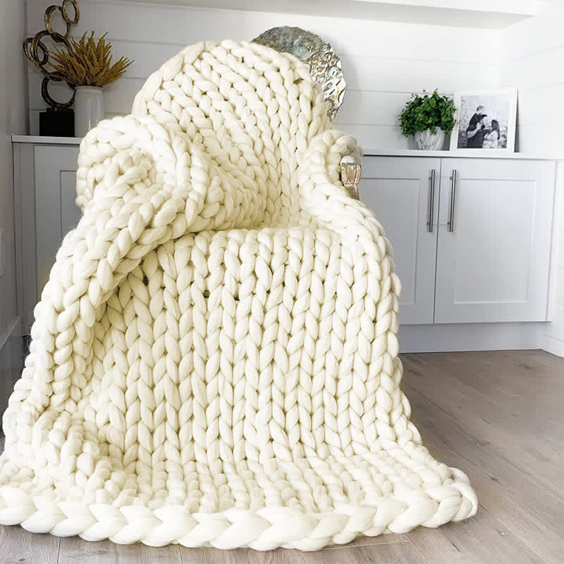 Solid Color Soft Knitted Weighted Blanket - Cheese White - 59" x 71" - image 1