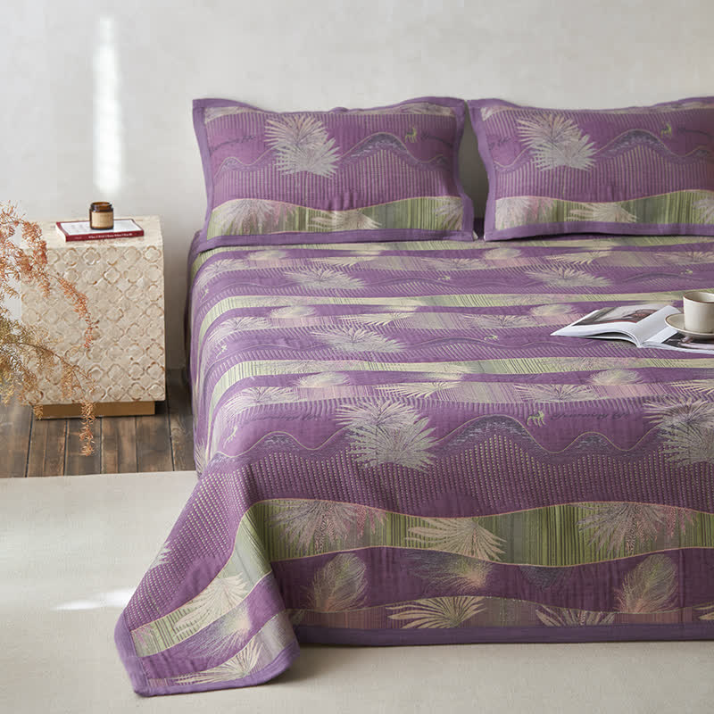 Double Layers Gauze Retro Leaf Comfy Quilt - image 2