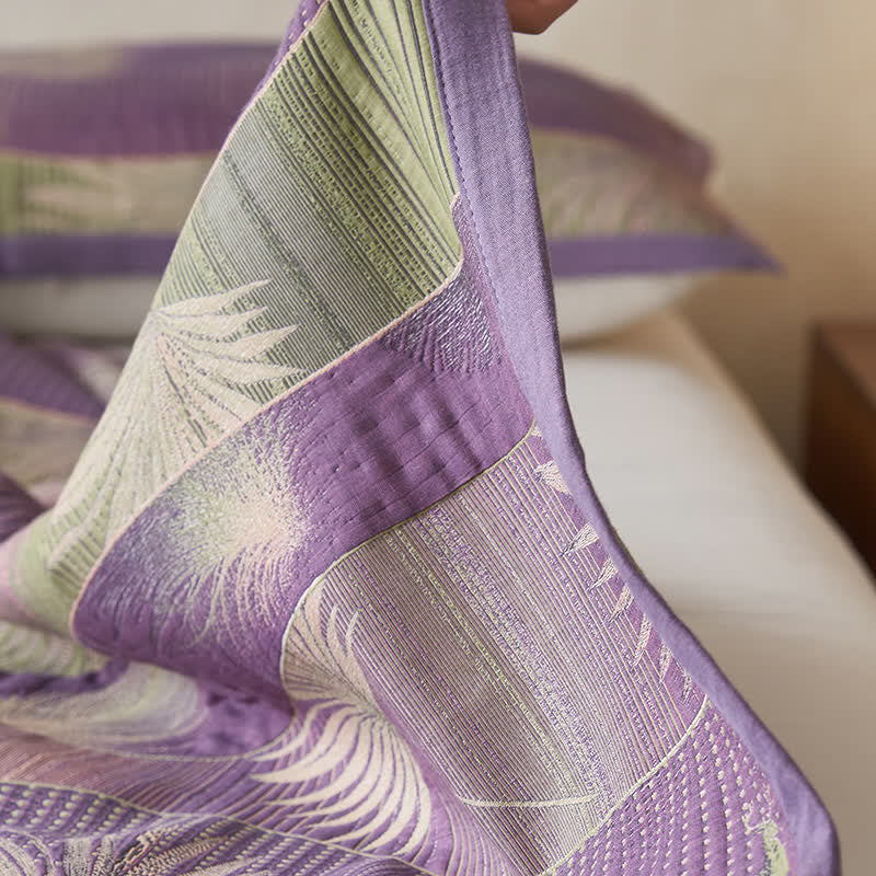 Double Layers Gauze Retro Leaf Comfy Quilt - image 16