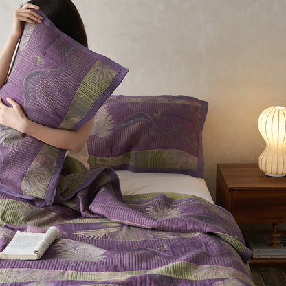 Double Layers Gauze Retro Leaf Comfy Quilt - image 11