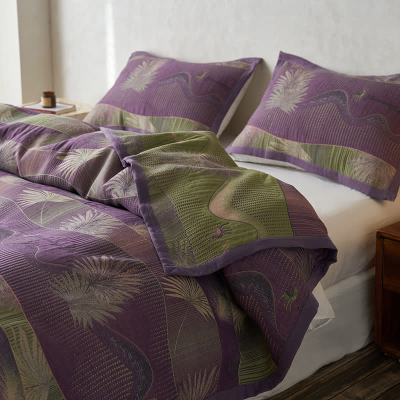 Double Layers Gauze Retro Leaf Comfy Quilt - image 4