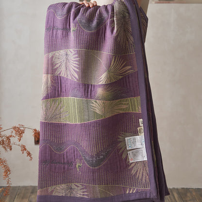 Double Layers Gauze Retro Leaf Comfy Quilt - image 13