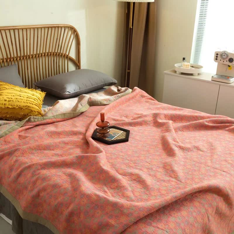 Colorful Daisy Print Cotton Reversible Quilt - image 1