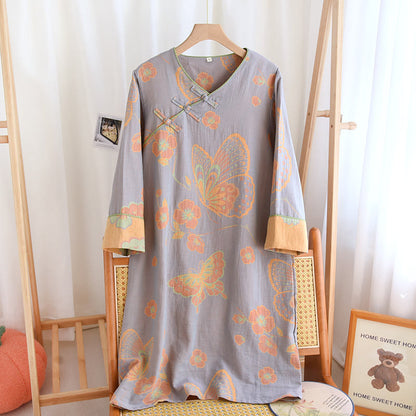 Pure Cotton Elegant Butterfly & Flower Nightdress - image 1