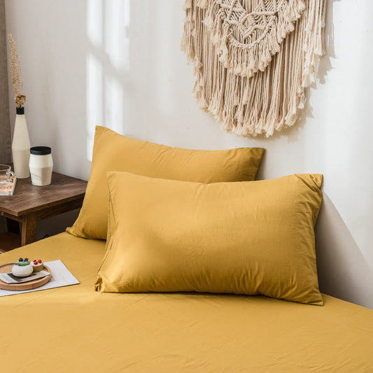 Ownkoti Simple Soft Cotton Pillowcase (2PCS) - Yellow - 48cm x 74cm - image 0