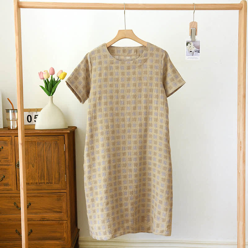 Pure Cotton Yarn-dyed Jacquard Nightdress - Ginger Yellow - XL - image 9