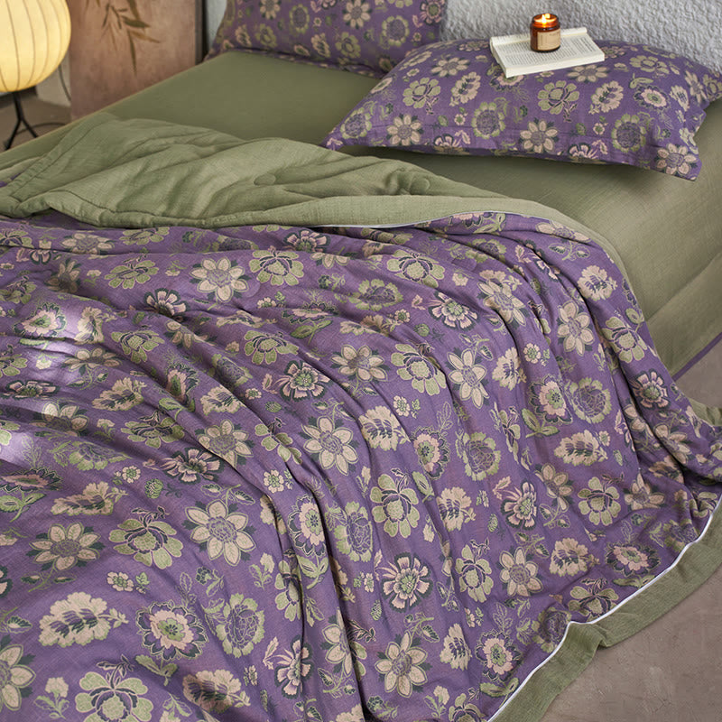 Jacquard Pure Cotton Gauze Floral Quilt - image 2