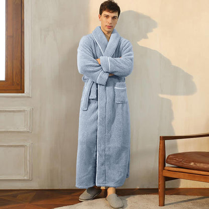 Ownkoti Comfy Fleece Pajama Long Bathrobe - Gray Blue - Men: M - image 12