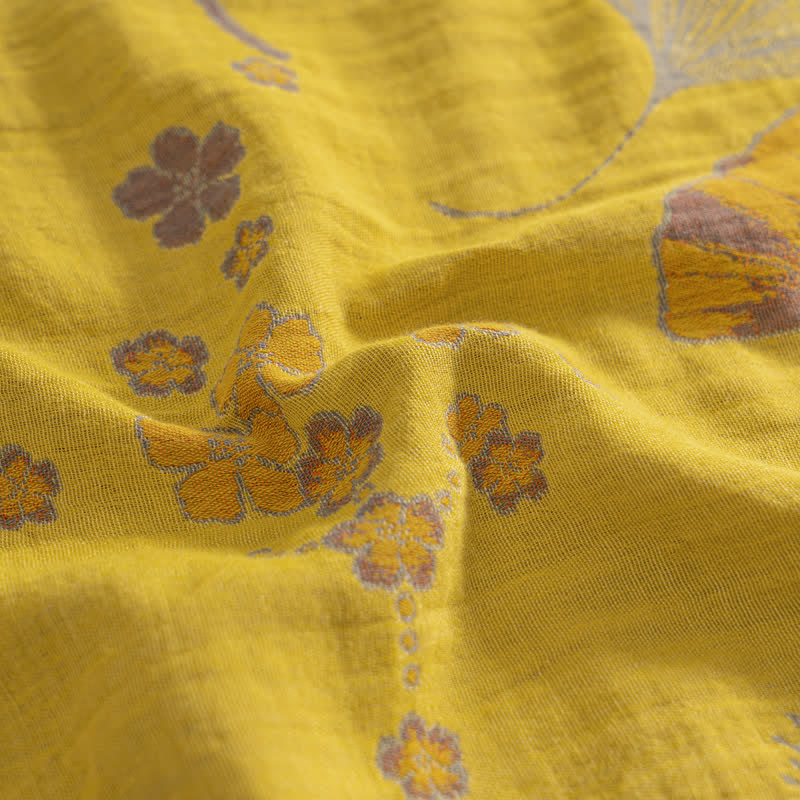 Vintage Ginkgo Leaf Cotton Gauze Bedding Set (4PCS) - image 9