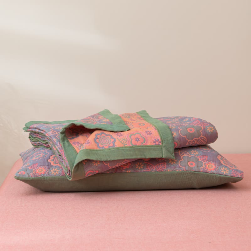 Flower Jacquard Cotton Gauze Reversible Quilt - image 5