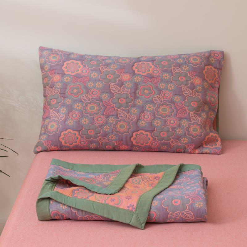 Flower Jacquard Cotton Gauze Reversible Quilt - image 4