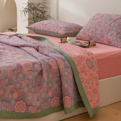 Flower Jacquard Cotton Gauze Reversible Quilt - image 1
