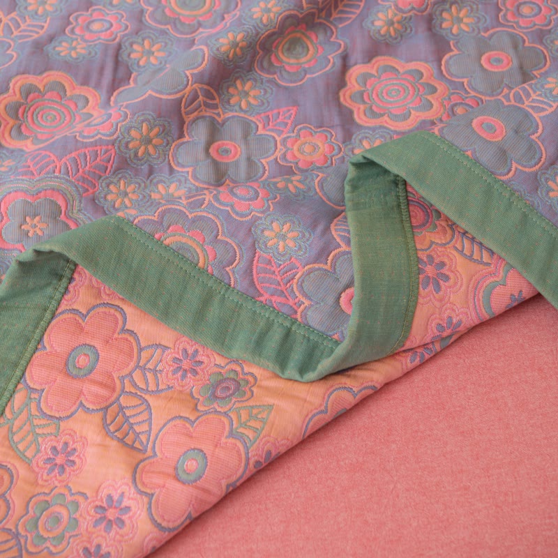 Flower Jacquard Cotton Gauze Reversible Quilt - image 7