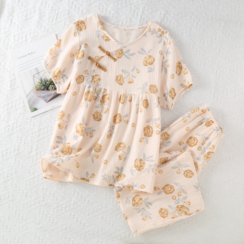Rustic Rose Cotton Gauze Pajama Set - image 1