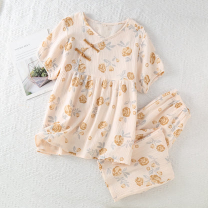 Rustic Rose Cotton Gauze Pajama Set - image 1