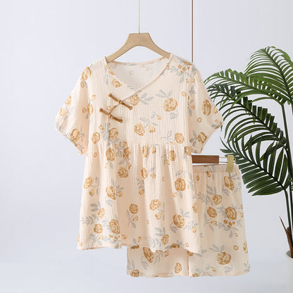 Rustic Rose Cotton Gauze Pajama Set - Shorts - XL - image 9