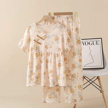 Rustic Rose Cotton Gauze Pajama Set - Long Pants - XL - image 0