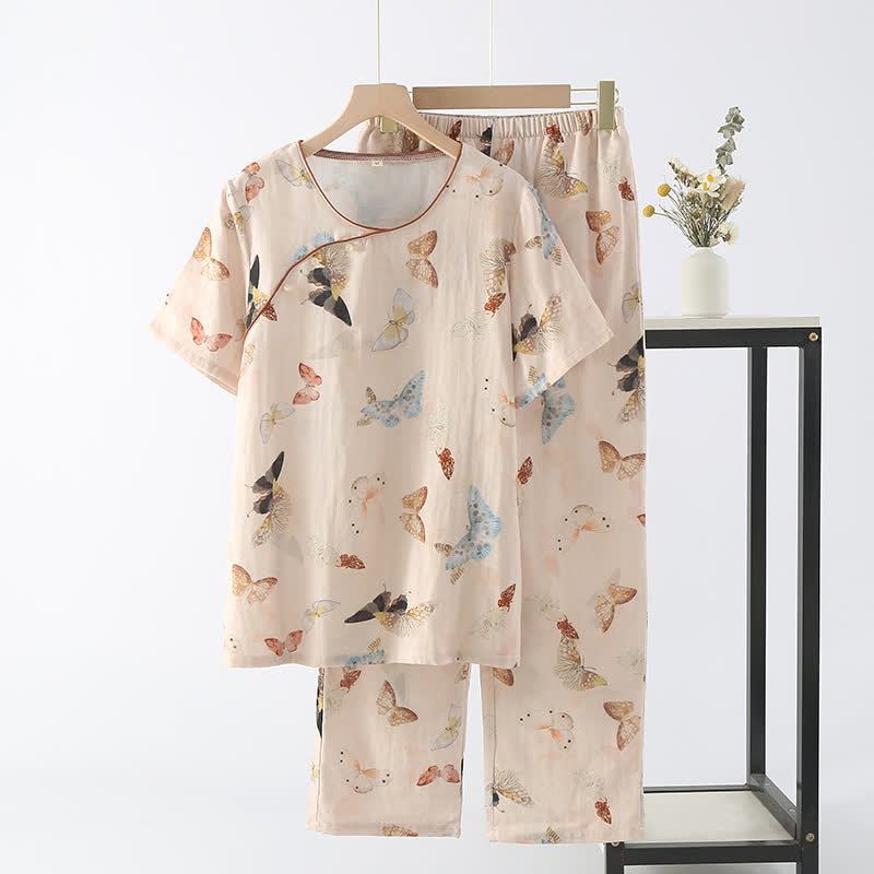 Cotton Gauze Colorful Butterfly Nightwear Set - L - image 0