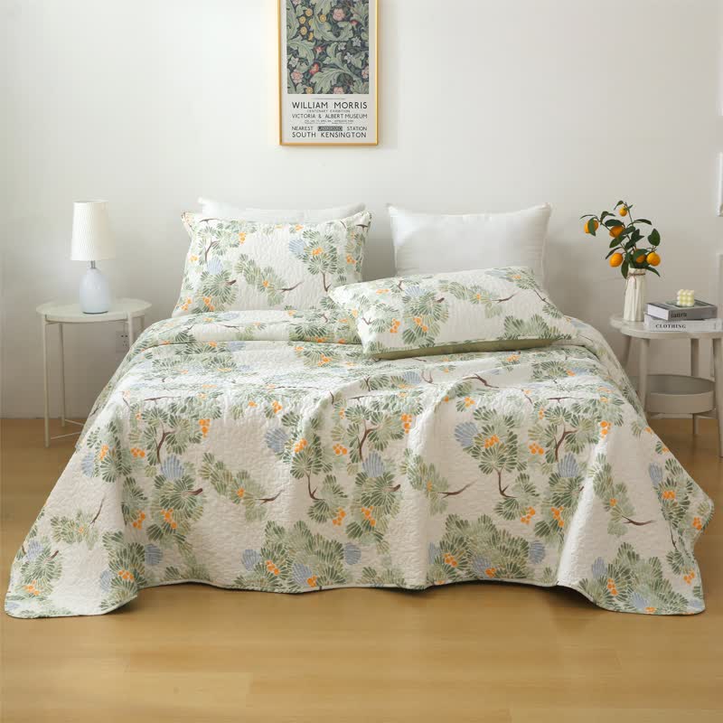 Pure Cotton Rustic Tree Quilted Bedding - Quilt with 2pcs Pillowcases - King - image 0