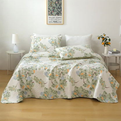 Pure Cotton Rustic Tree Quilted Bedding - Quilt with 2pcs Pillowcases - King - image 0