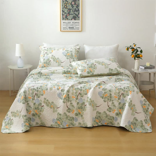 Pure Cotton Rustic Tree Quilted Bedding - Quilt with 2pcs Pillowcases - King - image 0