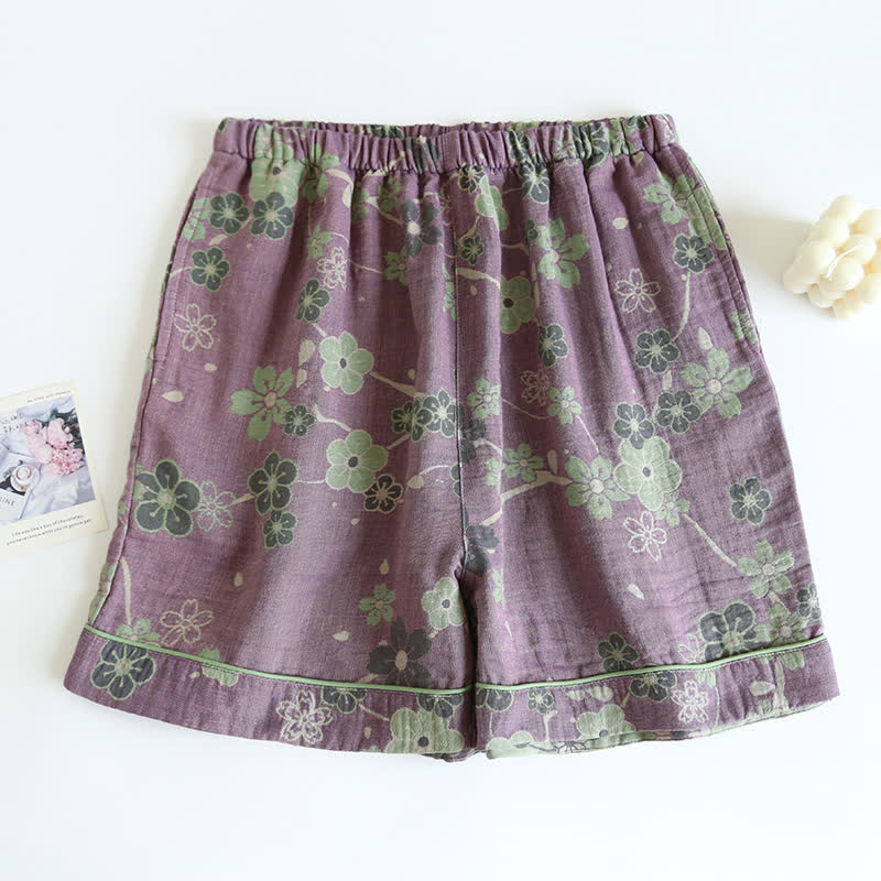 Plum Blossom Pure Cotton Pajama Shorts - XL - image 0