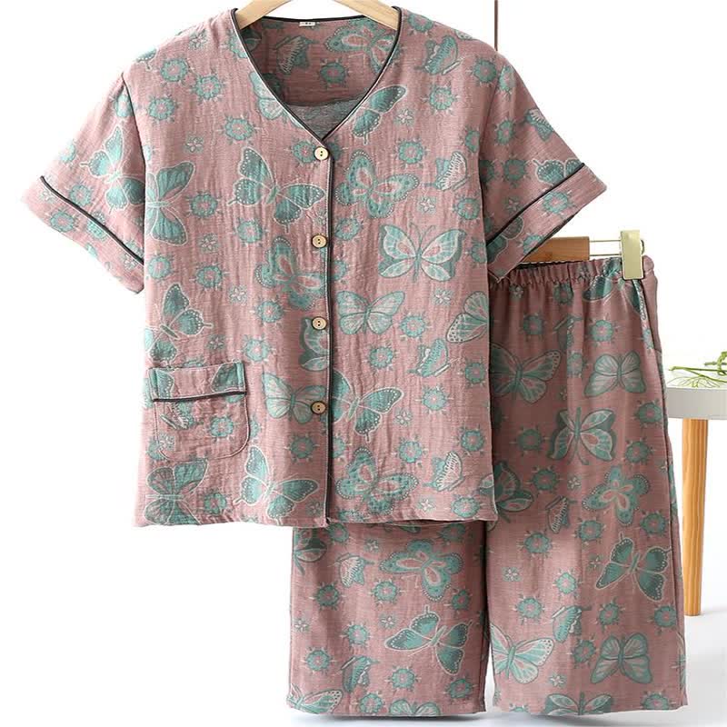 Butterfly Cotton Cropped Pants Loungewear Set - image 13