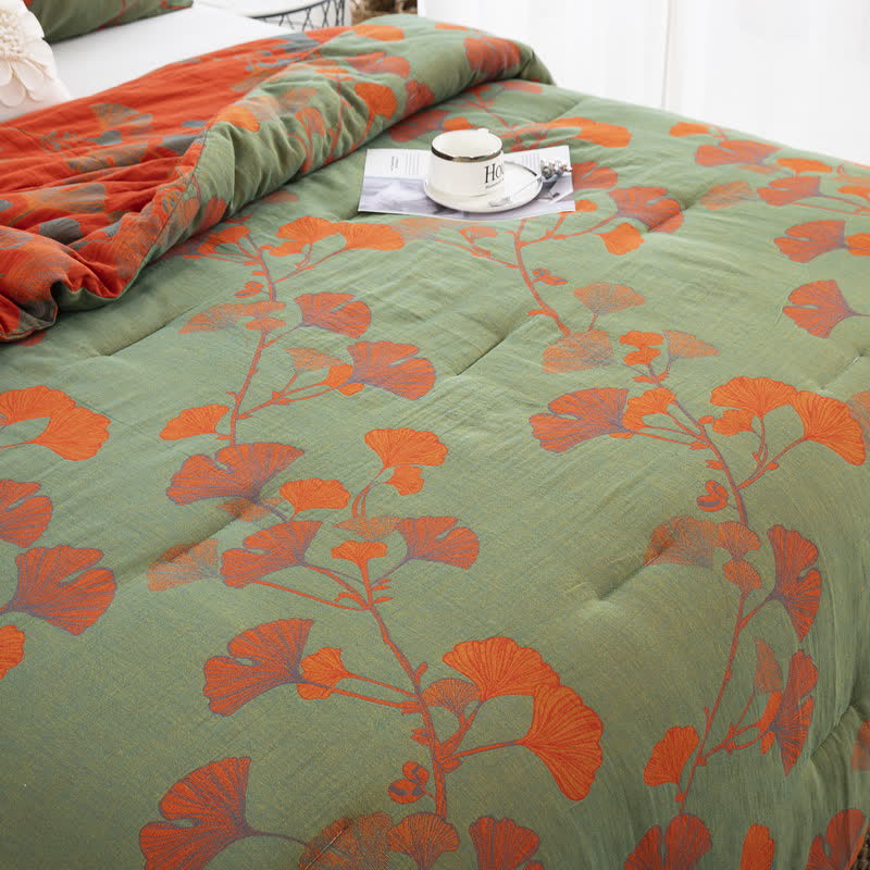 Rustic Ginkgo Leaf Cotton Gauze Bedding  - image 4