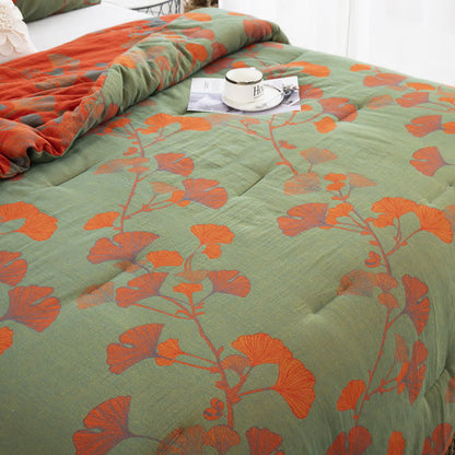 Rustic Ginkgo Leaf Cotton Gauze Bedding  - image 4
