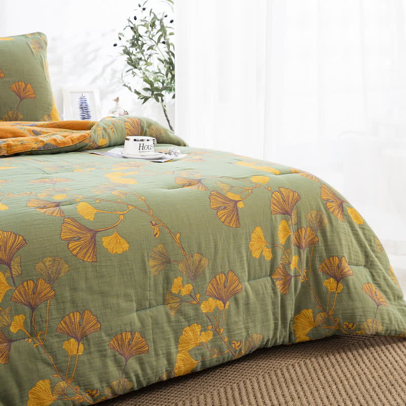 Rustic Ginkgo Leaf Cotton Gauze Bedding  - image 20
