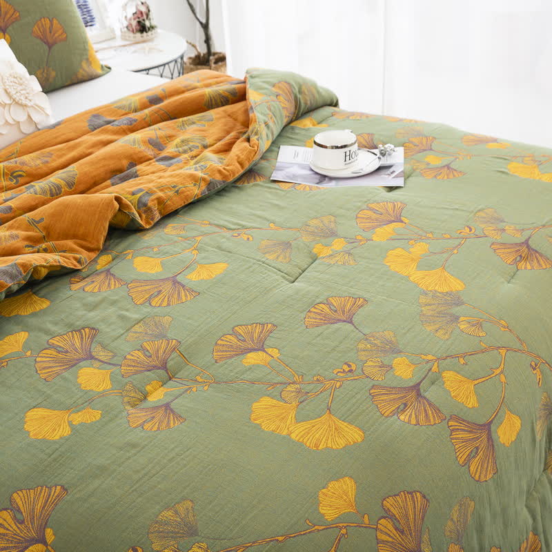 Rustic Ginkgo Leaf Cotton Gauze Bedding  - image 23