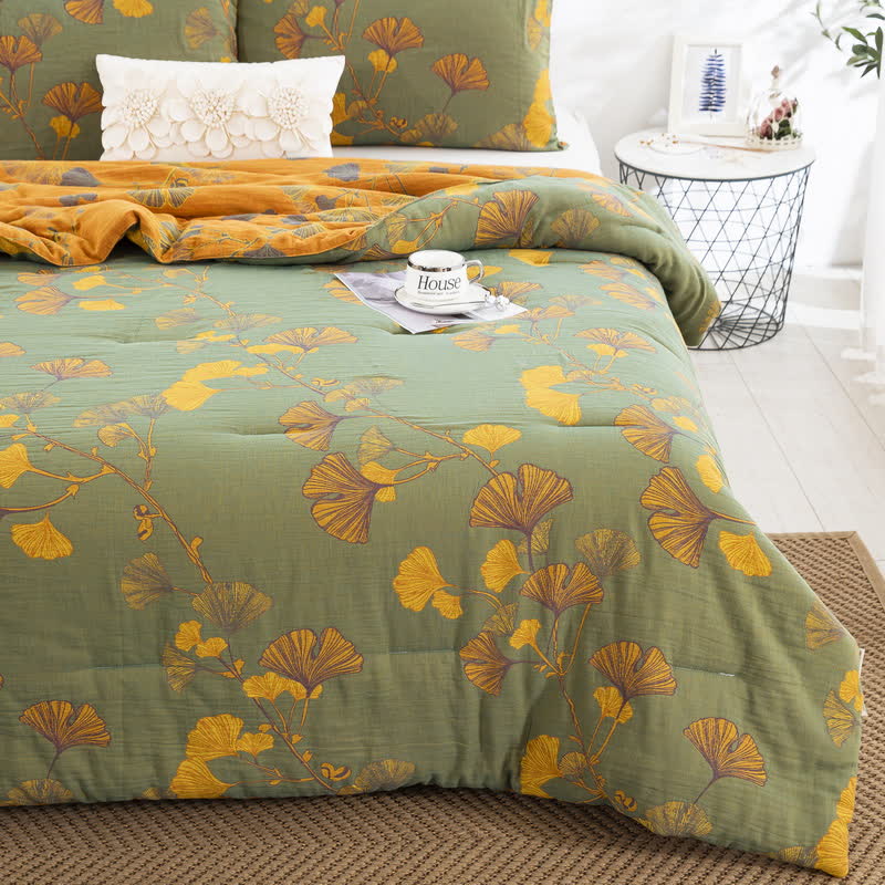 Rustic Ginkgo Leaf Cotton Gauze Bedding  - image 21